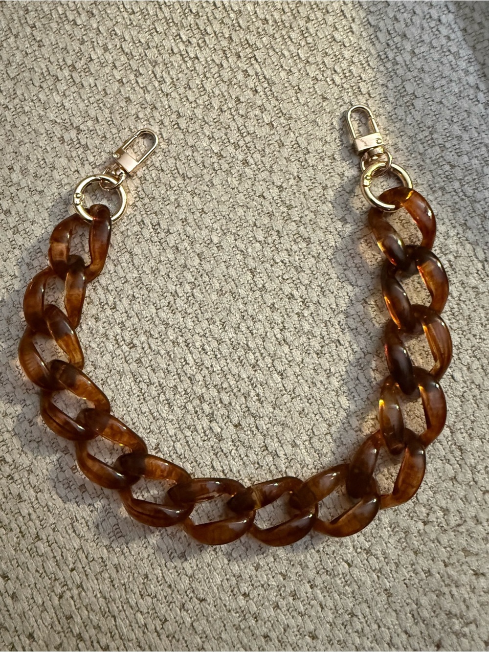 Chunky Tortoiseshellee Resin Link Bag Chain - Gold Hardware